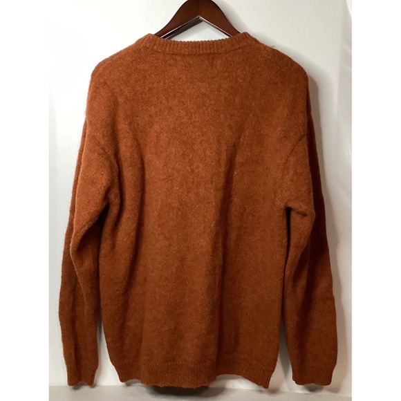Abercrombie Fitch Mens Crewneck Sweater Orange Wool Striped XL - Picture 4 of 11